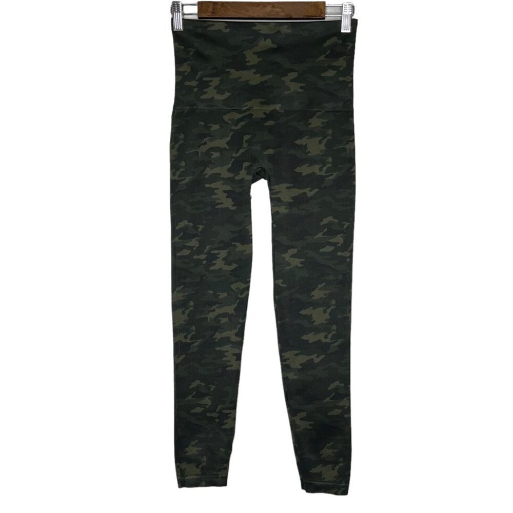 Spanx Women's Athletic Green Camo Look‎ at Me Now Seamless Leggings Size XL